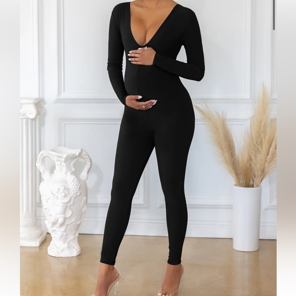 Club L Black Maternity Jumpsuit